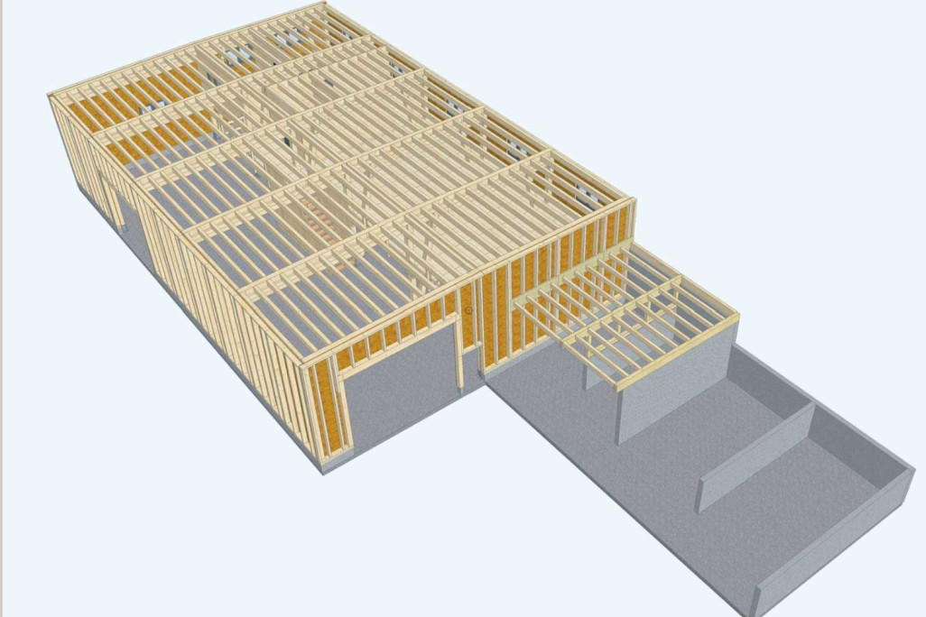 Brigels GR, Werkhalle Golf ,Holzbau 3D-Modell, HMQ AG