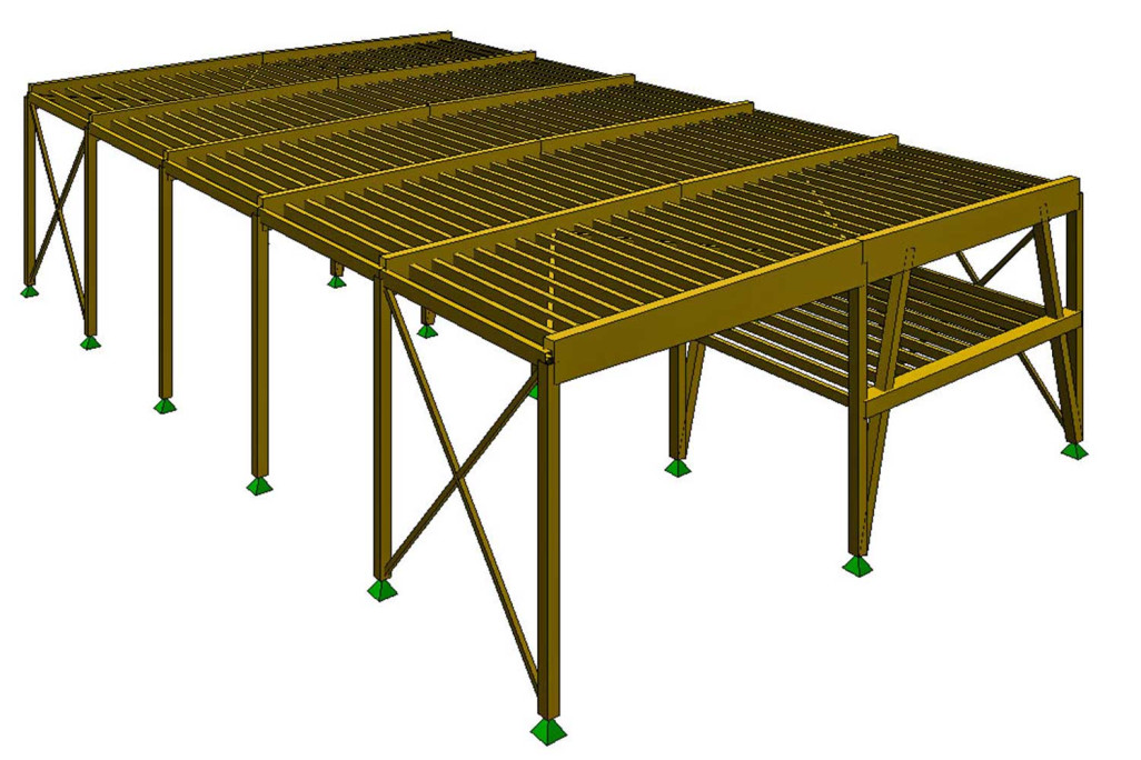 Brigels GR, Werkhalle Golf, Holzbau 3D-Statikmodell, HMQ AG